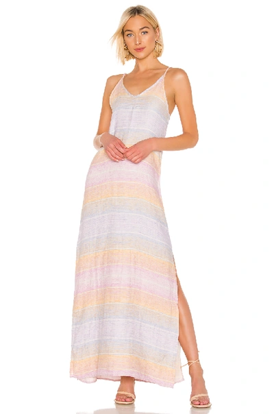 Shop Bobi Sunset Linen Maxi Dress In Multi