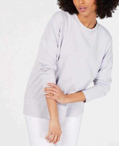 Shop Eileen Fisher Cotton Crewneck Long-sleeve Top In India Sky
