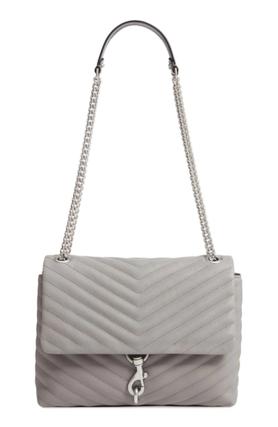 Shop Rebecca Minkoff Edie Flap Quilted Leather Shoulder Bag In Grey