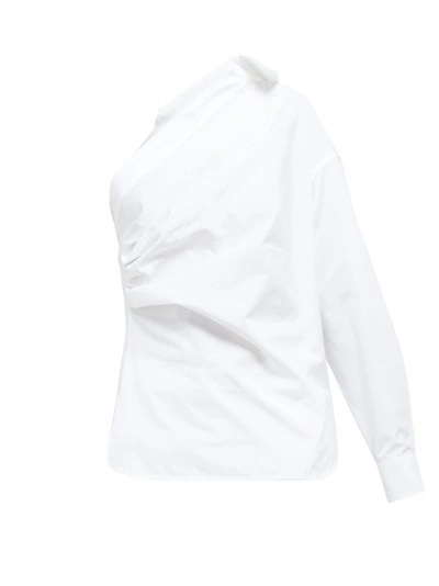 Max Mara Jack One-shoulder Cotton-poplin Shirt In White | ModeSens