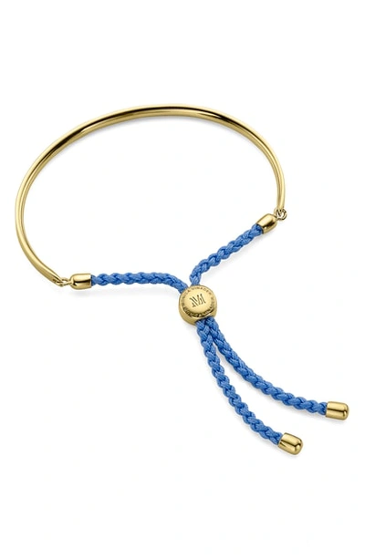 Shop Monica Vinader Engravable Fiji Friendship Bracelet In Gold/ Powder Blue