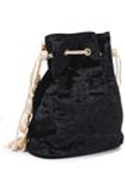 Shop Kayu Woman Nicolette Tasseled Crushed-velvet Bucket Bag Black