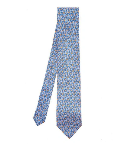 Shop Liberty London Macclesfield Printed Silk Tie In Blue