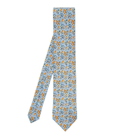 Shop Liberty London Ellesmere Printed Silk Tie In Blue