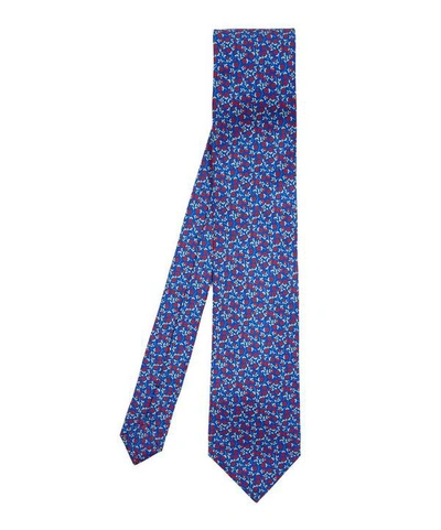 Shop Liberty London Winsford Printed Silk Tie In Blue