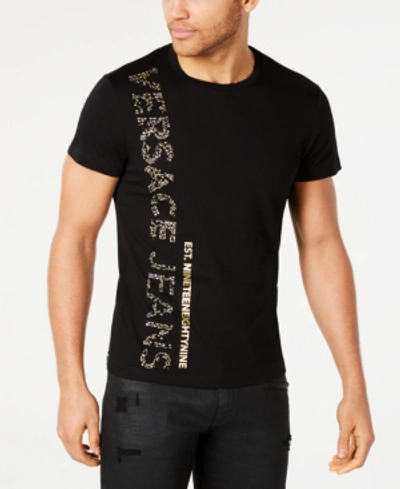 Shop Versace Men's Sideways Logo Graphic T-shirt In Black