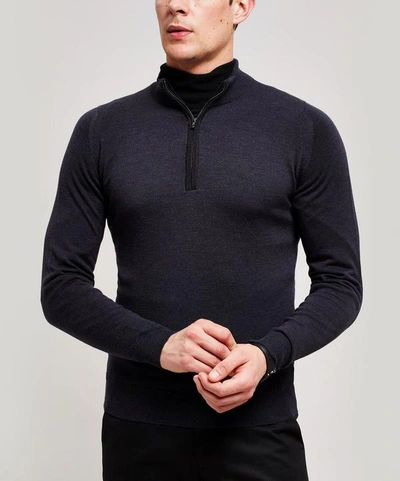 Shop John Smedley Tapton Half-zip Merino Wool Jumper In Hepburn Smoke