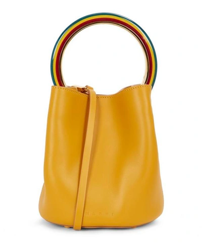 Shop Marni Pannier Leather Cross-body Bag In Yellow