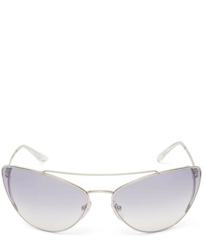 Shop Prada Oversized Cat-eye Sunglasses In Silver