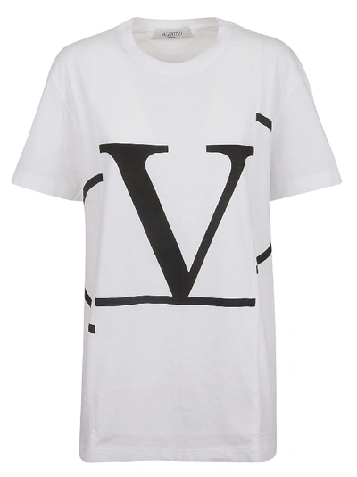 Shop Valentino Deconstructed Go Logo T-shirt In Bianco