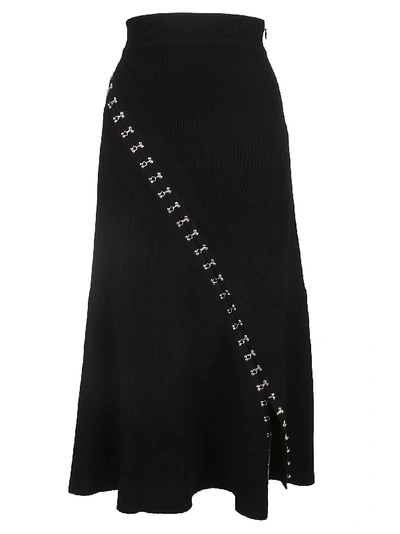 Shop Alexander Mcqueen Flared Skirt In Black Silver