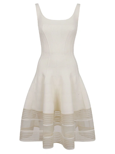 Shop Alexander Mcqueen Flared Knitted Dress In Ivory