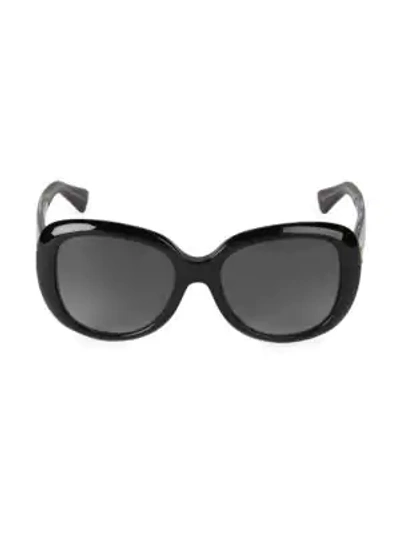 Shop Gucci 55mm Round Sunglasses In Black Grey