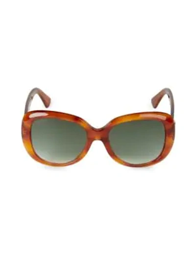 Shop Gucci 55mm Oval Sunglases In Havana Green
