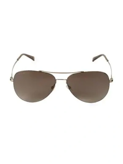 Shop Gucci 59mm Aviator Sunglasses In Brown Gold