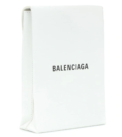 Shop Balenciaga Shopping Envelope Leather Clutch In White