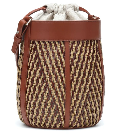 Shop Apc Garance Leather Bucket Bag In Brown