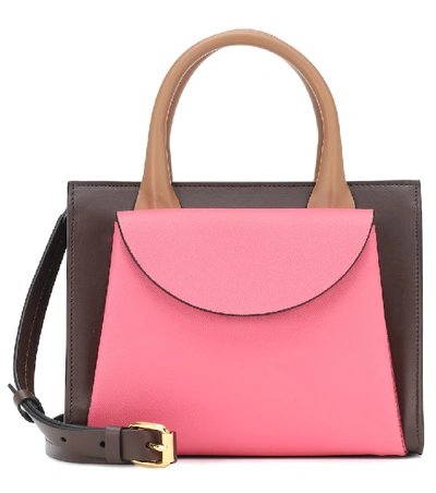 Shop Marni Law Small Leather Tote In Pink