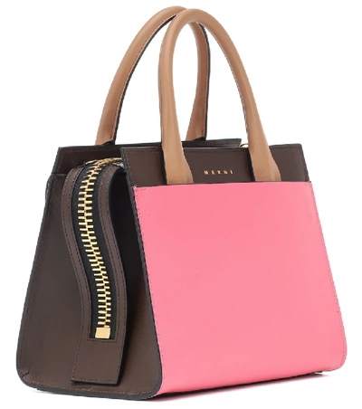 Shop Marni Law Small Leather Tote In Pink