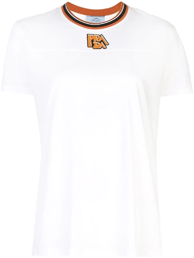 Shop Prada Logo Print T In White
