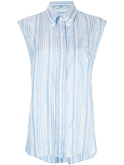 Shop Prada Striped Sleeveless Top - Blue