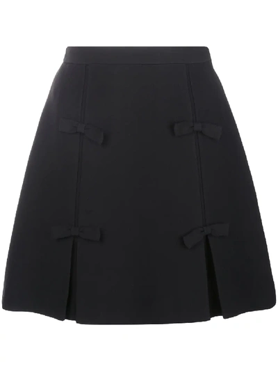 Shop Miu Miu Bow Detail Short Skirt - Black