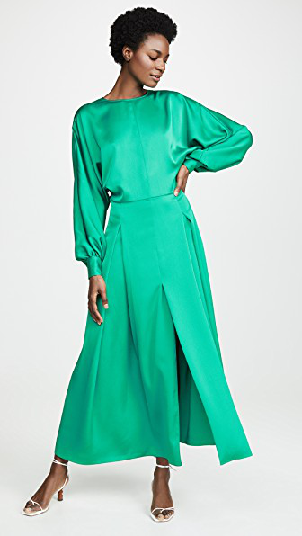 green batwing dress