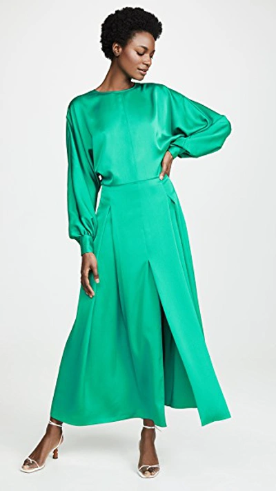 Shop Nina Ricci Batwing Dress In Green