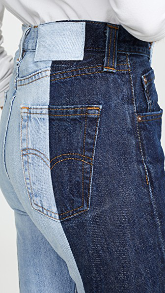 E L V Denim The Twin Straight Leg Jeans In Dark Blue Light Blue Modesens