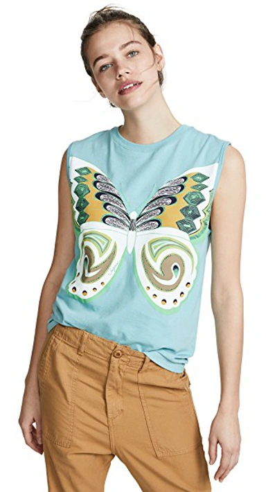 Shop See By Chloé Butterfly Muscle Tee In Nile Blue