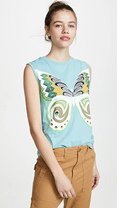 Shop See By Chloé Butterfly Muscle Tee In Nile Blue