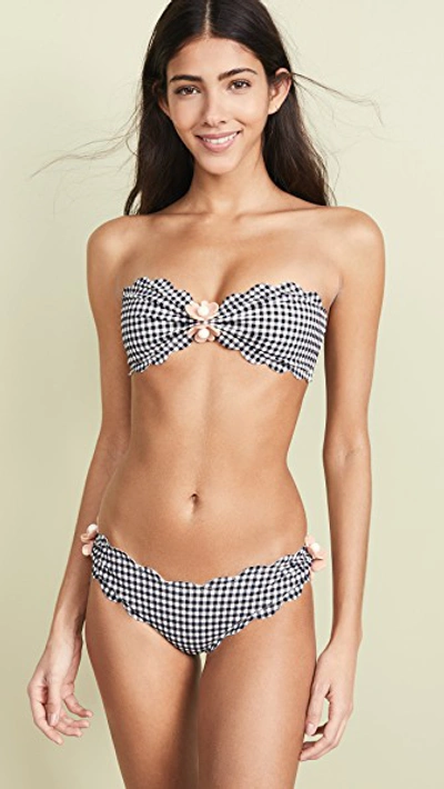 Shop Marysia Antibes Flower Bikini Bottoms In Black Gingham