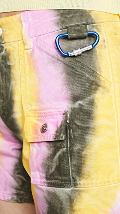 Ganni Colored Washed Denim Shorts In Multi Tie Dye | ModeSens
