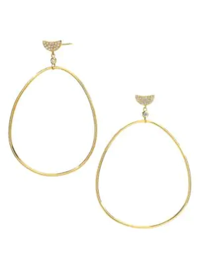 Shop Celara 14k Yellow Gold & Diamond Frontal Hoop Earrings