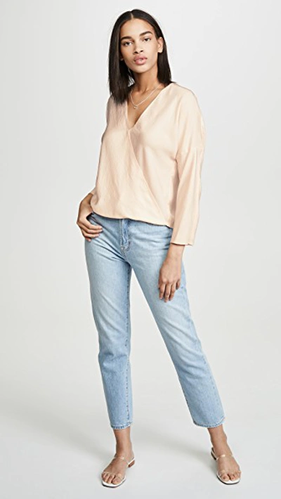 Shop Vince Crossover Blouse In Oat Blush