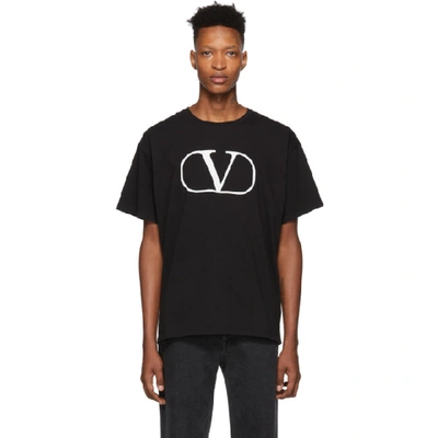 Shop Valentino Black Vlogo T-shirt In 0niblkwht