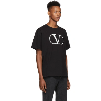 Shop Valentino Black Vlogo T-shirt In 0niblkwht