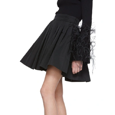 Shop Valentino Black Faille Pleated Skirt