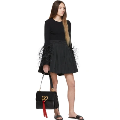 Shop Valentino Black Faille Pleated Skirt