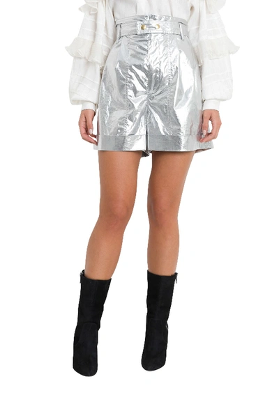 Shop Isabel Marant Tweni Metallic Effect Shorts In Silver