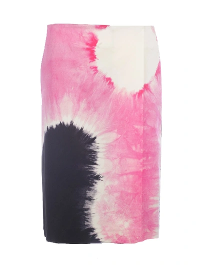 Shop Prada Tie-dye Wrap Skirt In P Black Pink