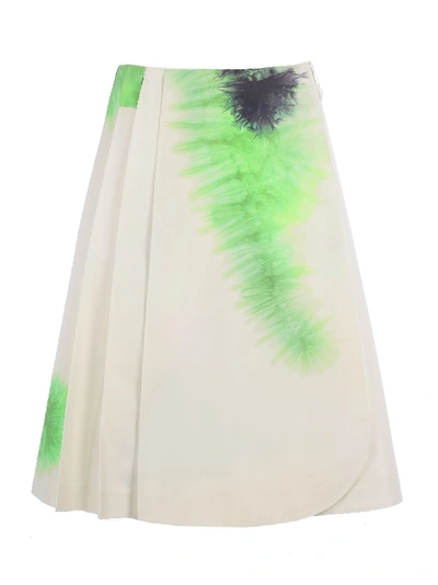 Shop Prada Tie-dye Skirt In Z White Smeraldo