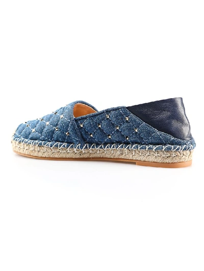 Shop Valentino Rockstud Espadrillas In Light Denim