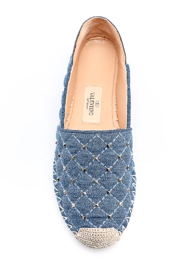 Shop Valentino Rockstud Espadrillas In Light Denim