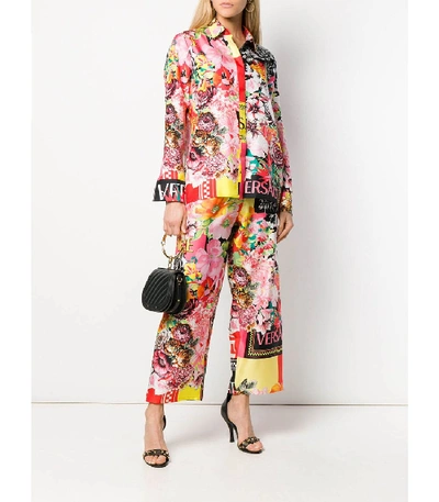 Shop Versace Floral Print Blouse In Multi