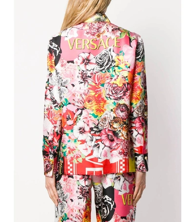 Shop Versace Floral Print Blouse In Multi