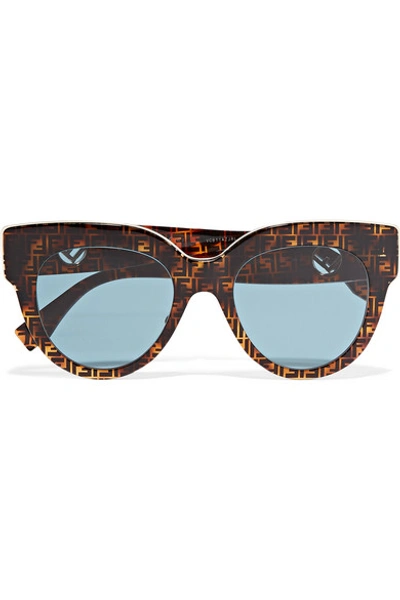 Shop Fendi Oversized Printed D-frame Acetate Sunglasses In Tortoiseshell