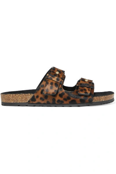 Shop Saint Laurent Jimmy Leopard-print Calf Hair Slides In Leopard Print