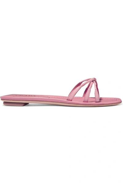 Shop Prada Patent-leather Slides In Pink