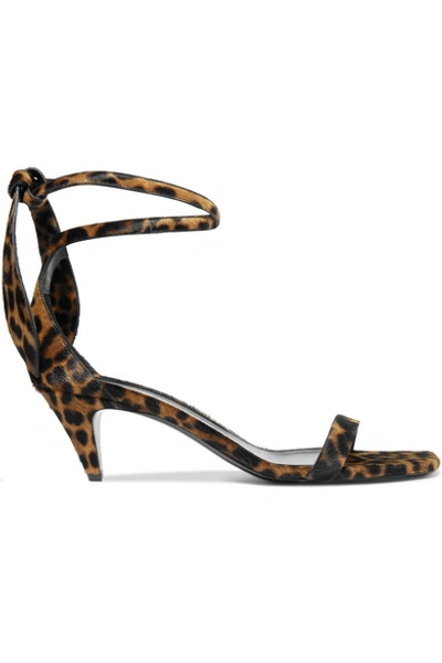 Shop Saint Laurent Charlotte Leopard-print Calf Hair Sandals In Leopard Print